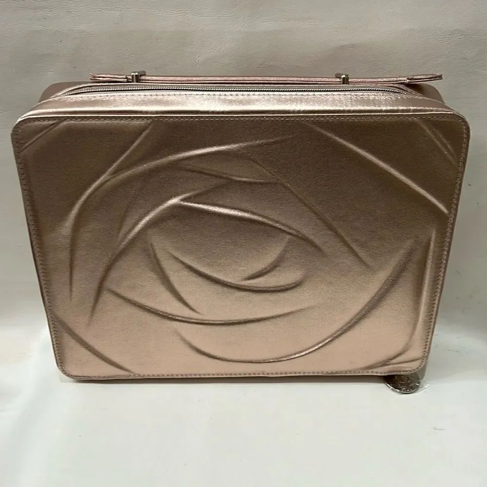 Lancôme Makeup Case Hold Satin Lined Zipper Handle 13 1/2 X 10 1/2 In 3/14 Tall